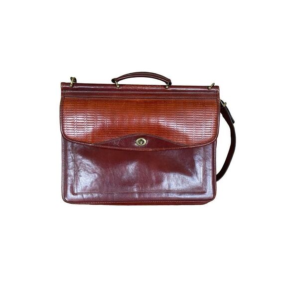 Jack George Womens Brown Leather Adjustable Strap Crossbody Briefcase - Picture 1 of 12